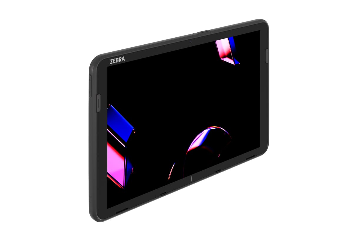 Zebra ET401 10-inch enterprise tablet, front-right view