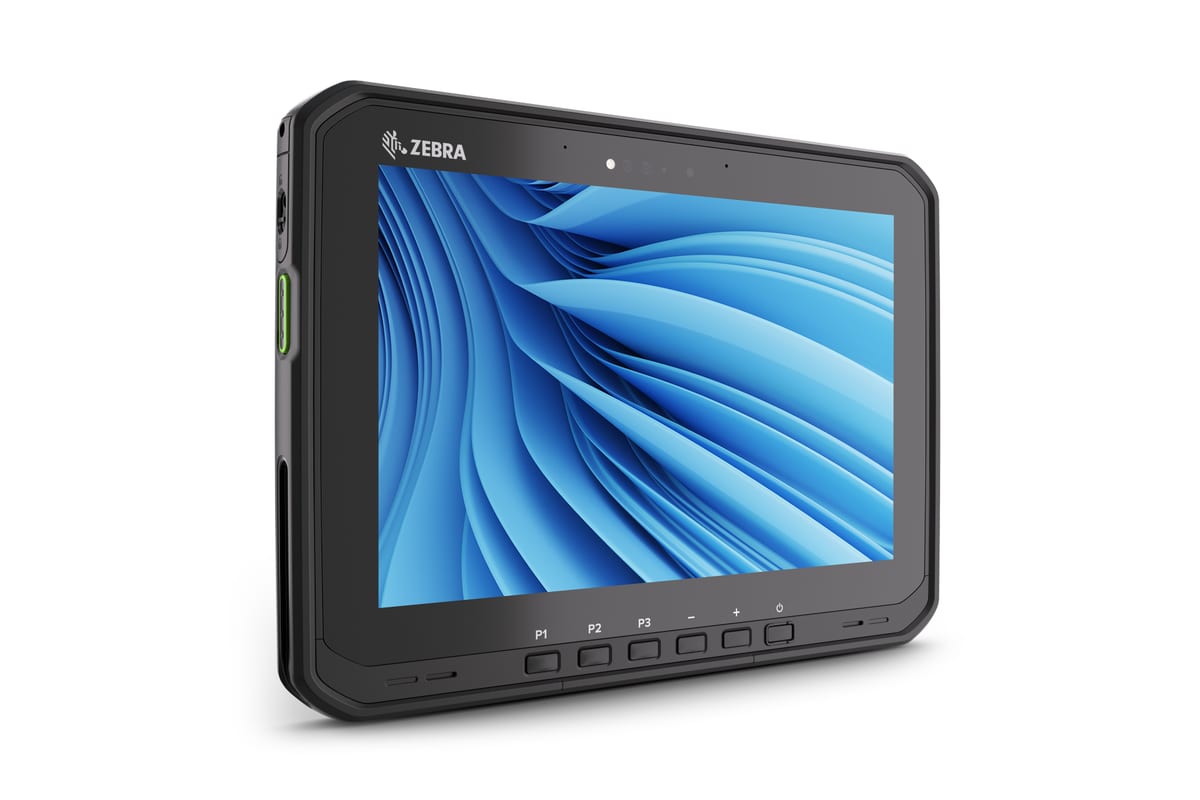 Zebra ET60W / ET65W rugged Windows tablet, front right view