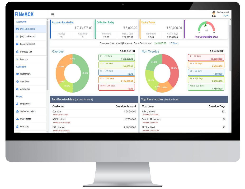 FINeACK accounts receivable and payable web app